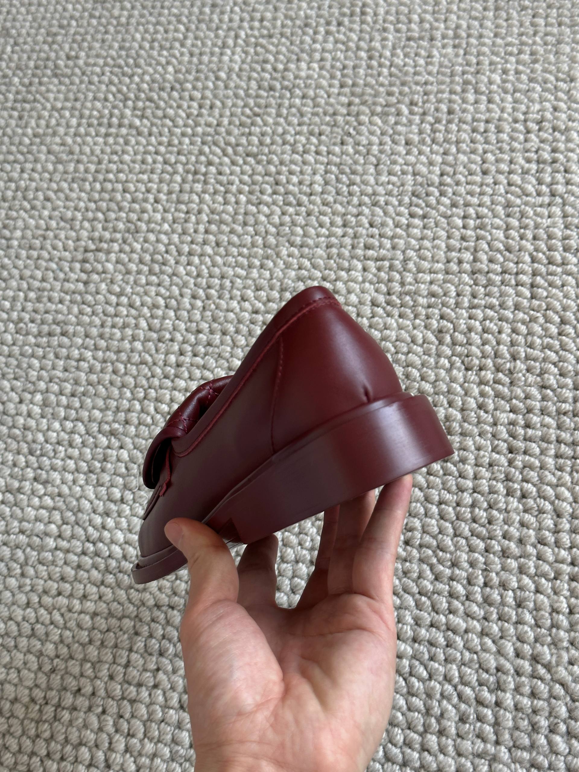Chanel Burgundy Lambskin Quilted Loafers Flat Shoes