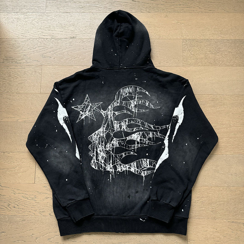 Hellstar White Rope Big Logo Zipper Hoodie Black