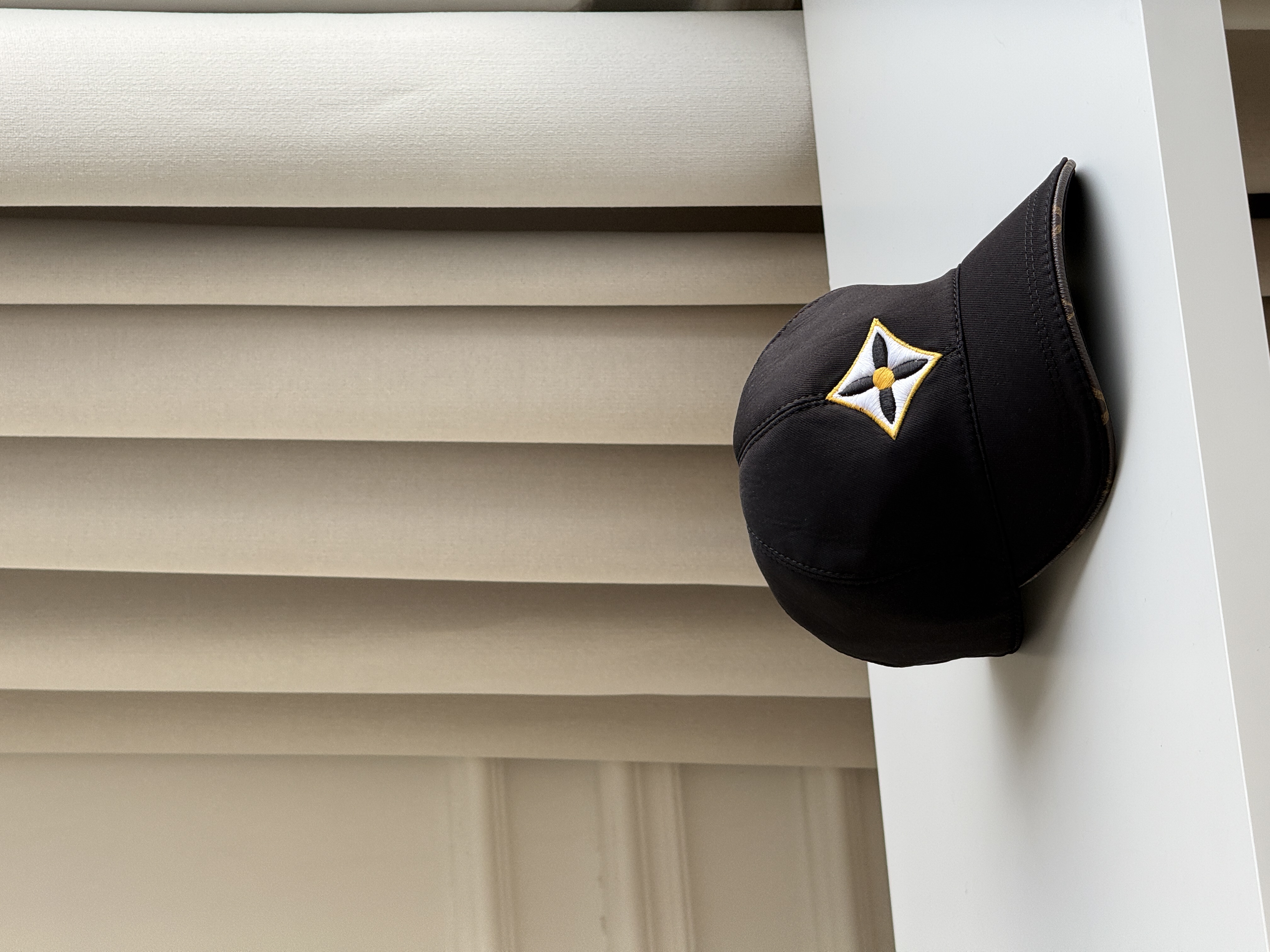Louis Vuitton Black Nylon Four-Leaf Flower Embroidery Baseball Cap