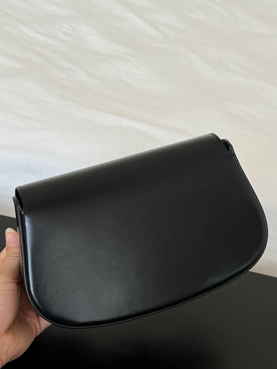 YSL Saint Laurent Black Smooth Leather Mini Saddle Bag