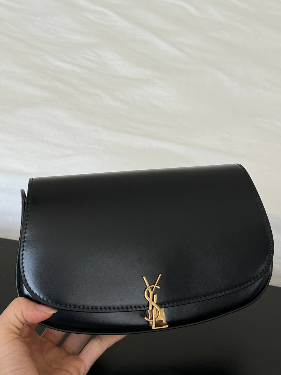 YSL Saint Laurent Black Smooth Leather Mini Saddle Bag