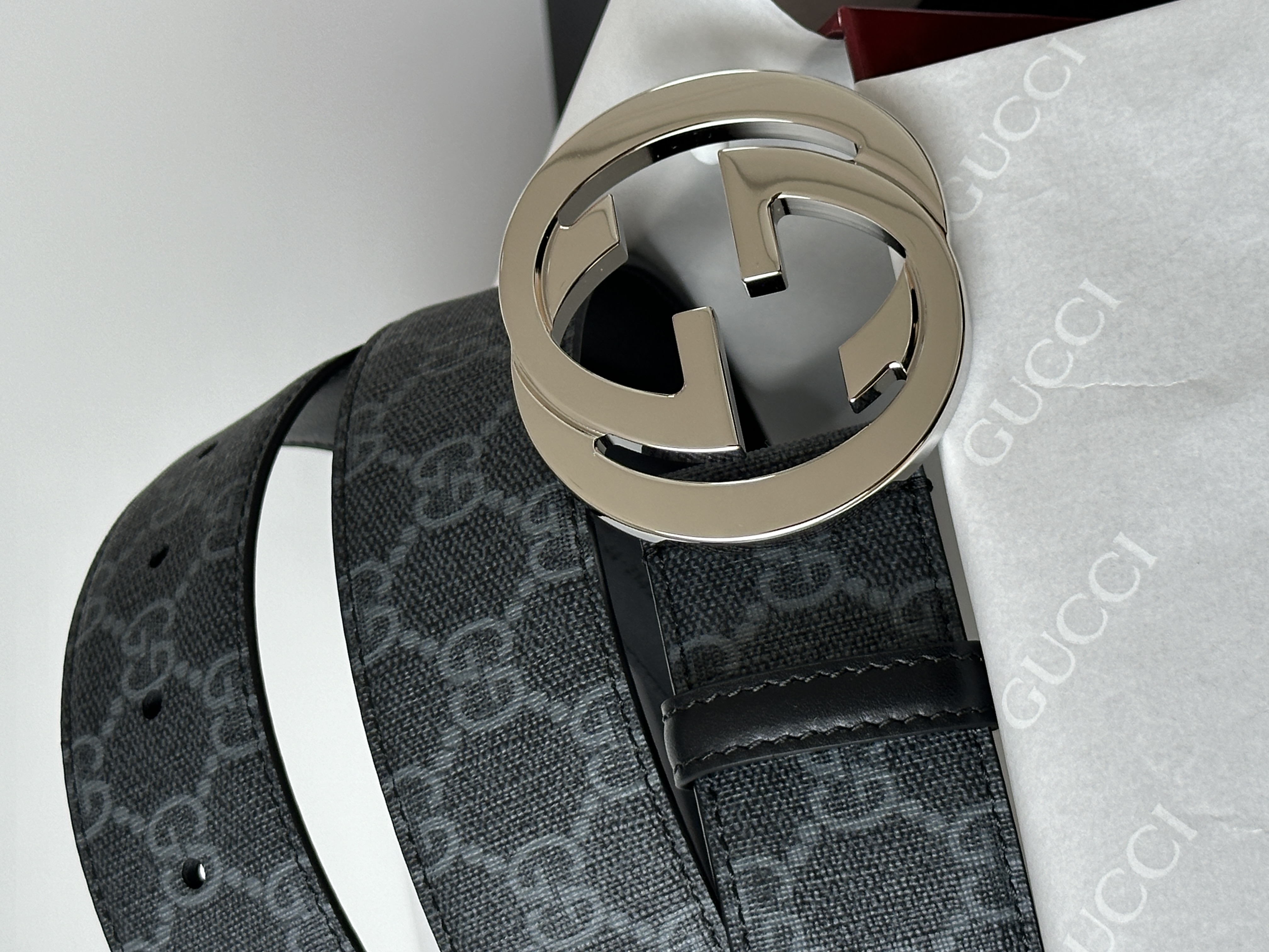 Gucci Interlocking G Buckle GG Supreme Canvas Belt (Men's)