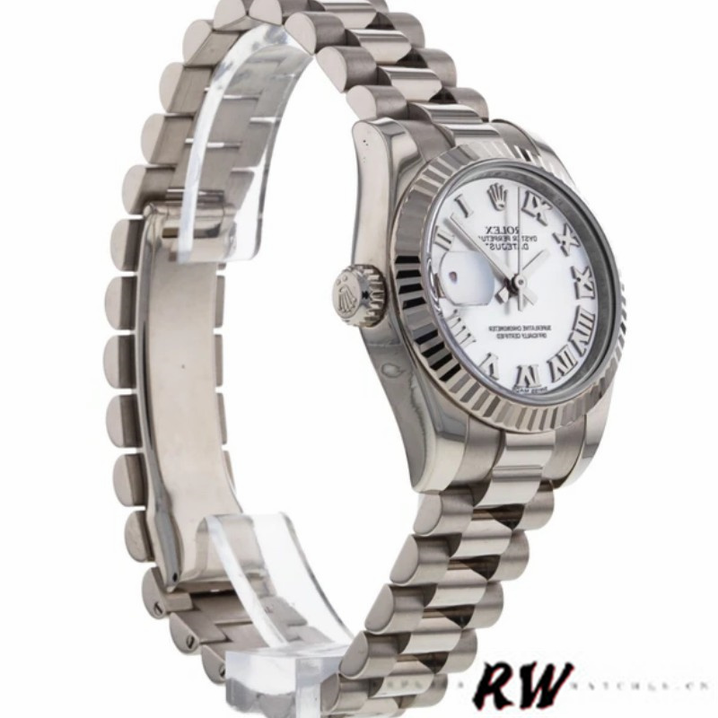 Rolex Datejust 179179 White Roman Numeral Dial Fluted Bezel 26MM Lady Replica Watch