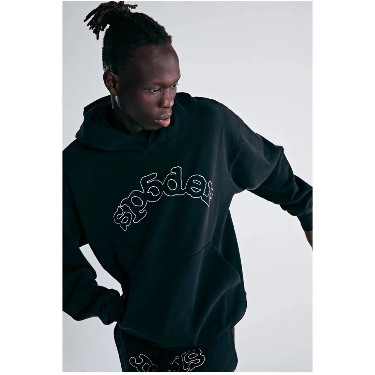 1:1 Best Quality Hollow Letters Logo Hoodie Black Color