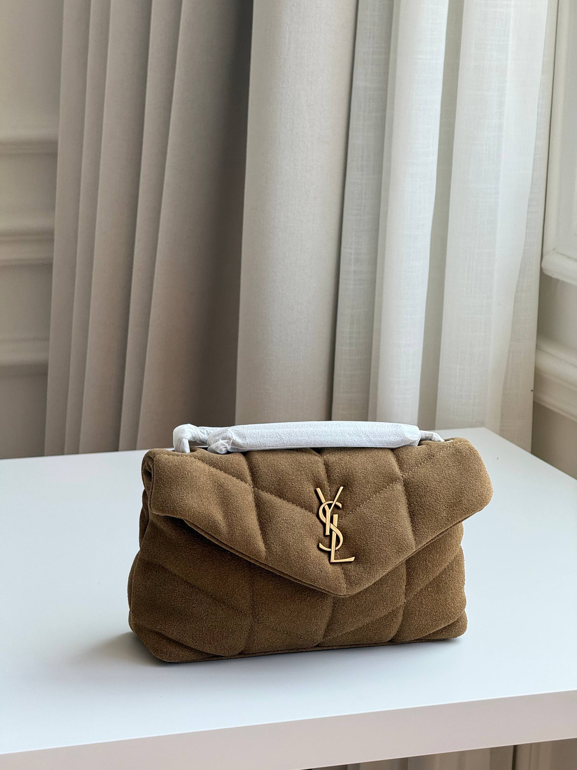 YSL LouLou Mini Suede Double Chain Bag