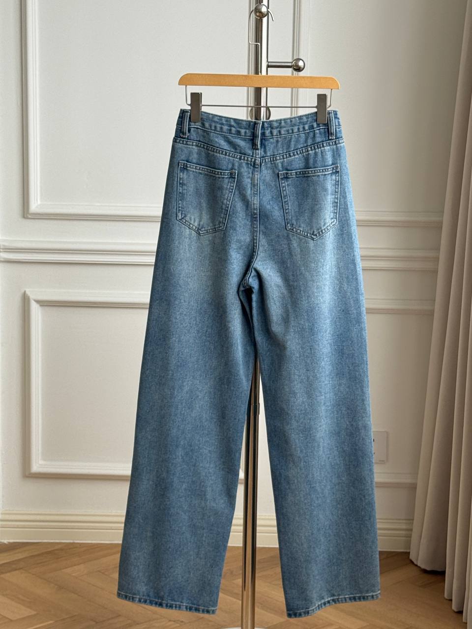 CELINE Triomphe Logo Embroidered Wide-Leg Denim Jeans