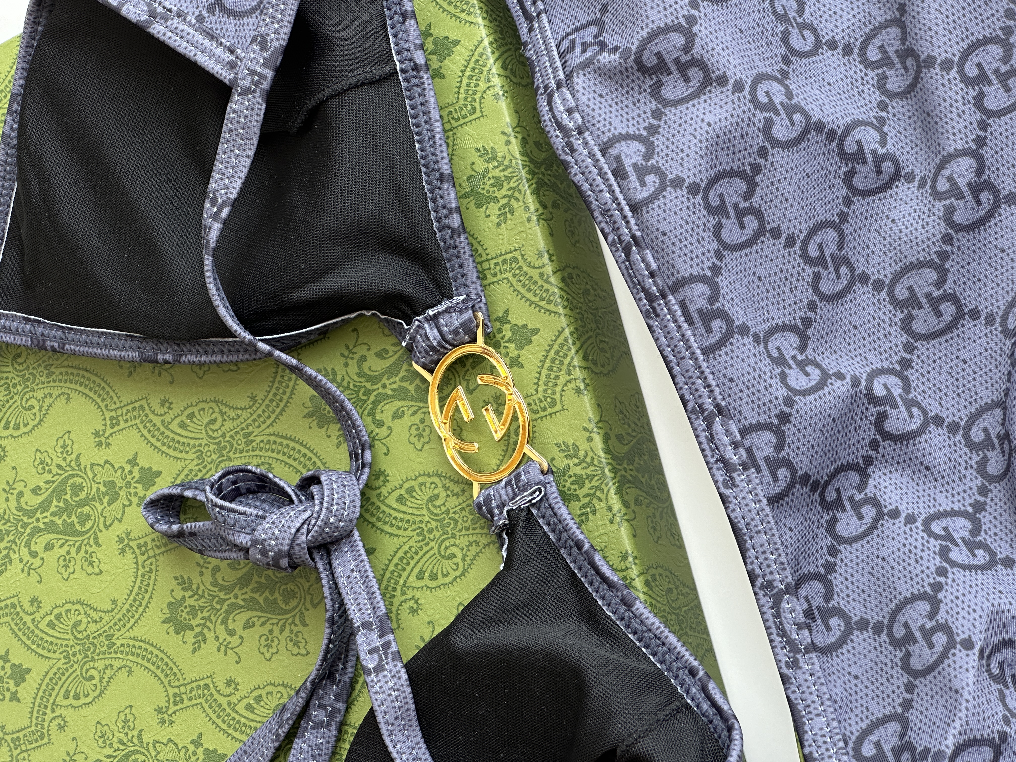 Gucci Grey-Blue Interlocking G Monogram Bikini