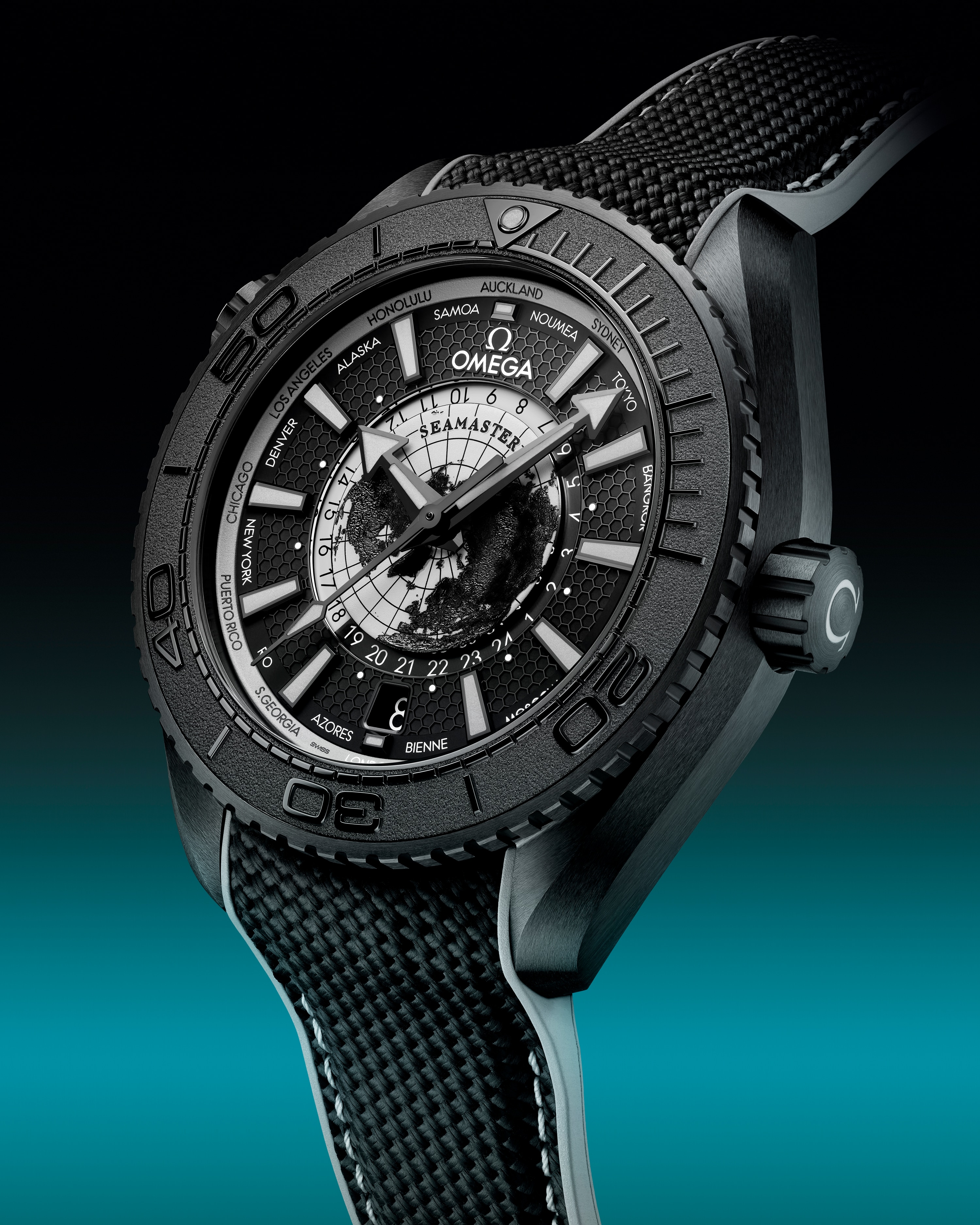 Seamaster Planet Ocean 600M-45.5 mm, black ceramic on rubber strap