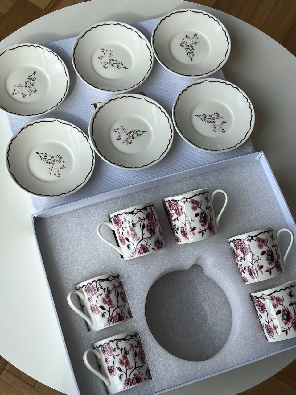 Dior Maison Pink Floral & Butterfly Print Ceramic Cup and Saucer Gift Set