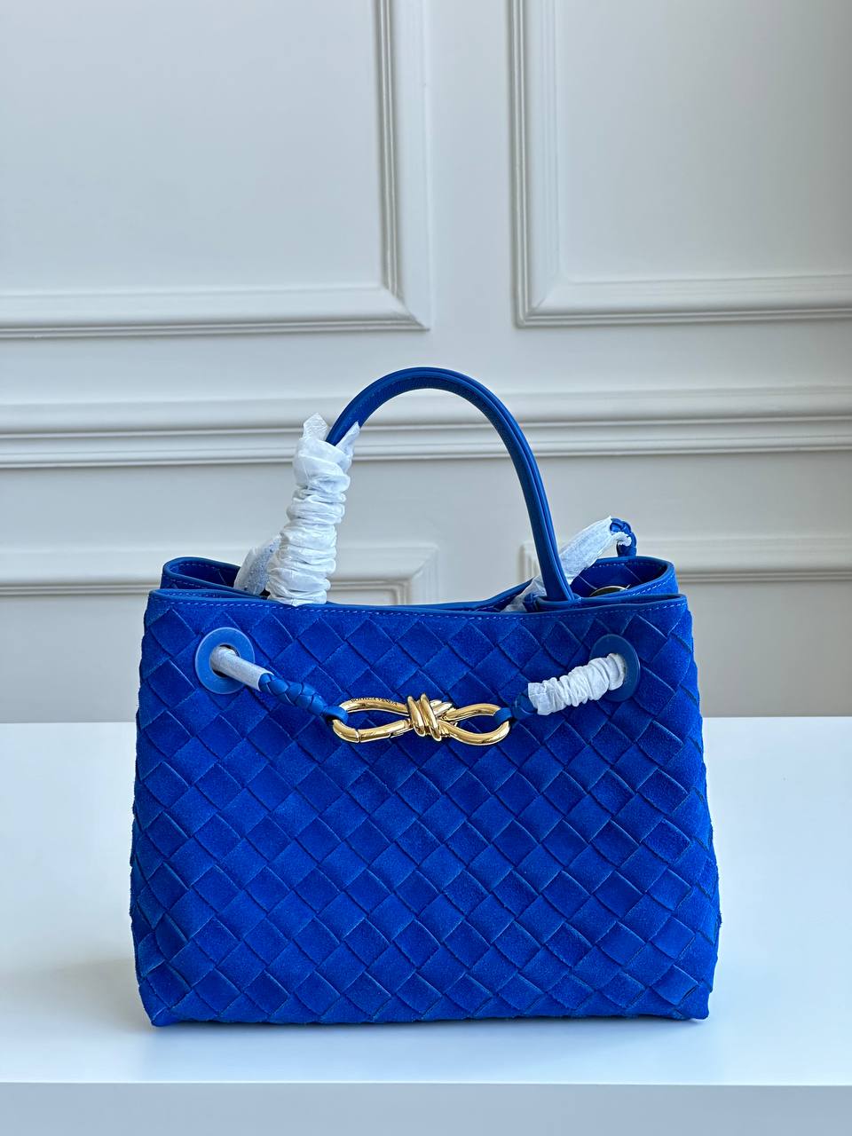 Bottega Veneta Small Andiamo Intrecciato Suede Tote Bag