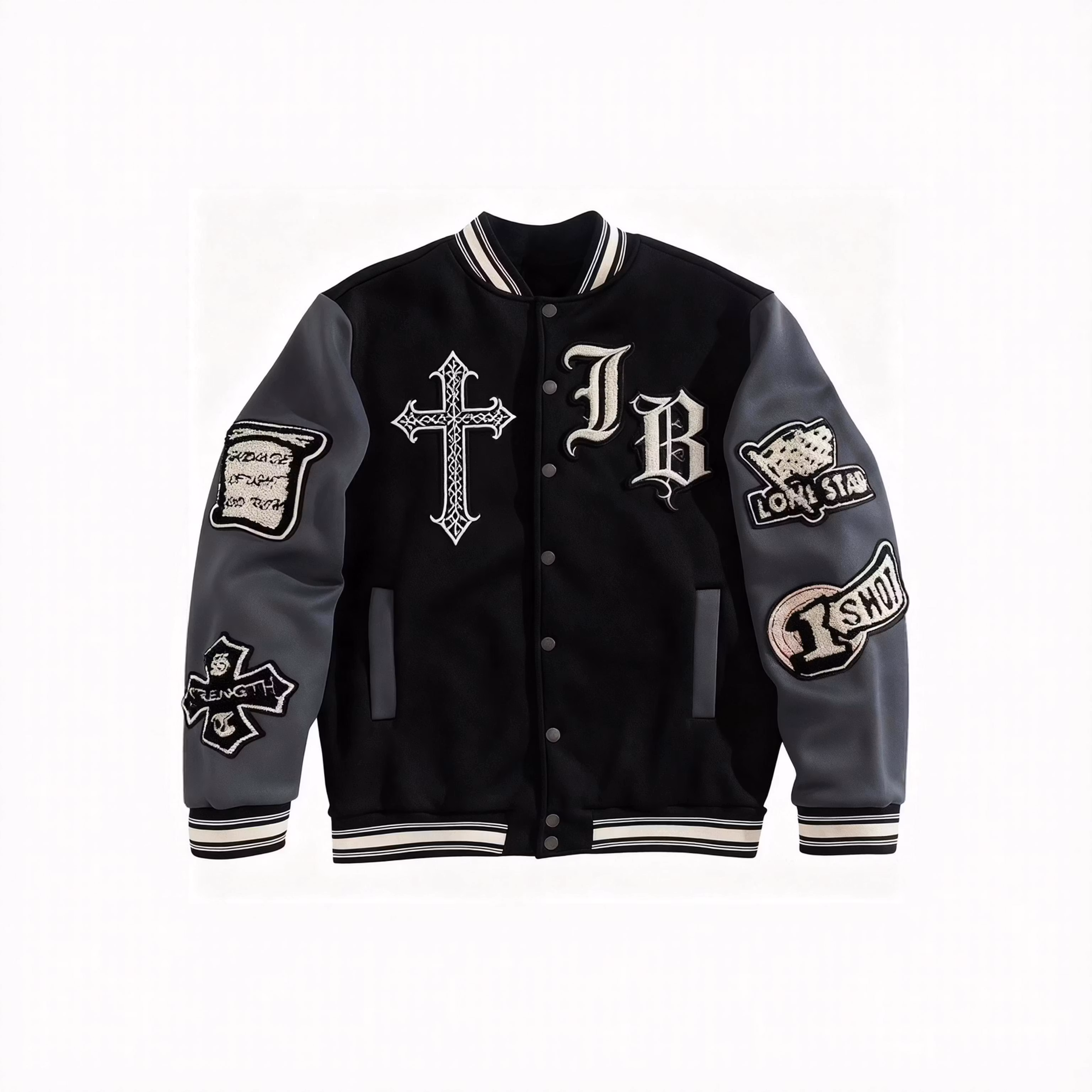 Vintage Letterman Varsity Jacket Men Oversize Polyester Coat Letterman Sleeves Single Breasted Autumn Winter Season Embroidered