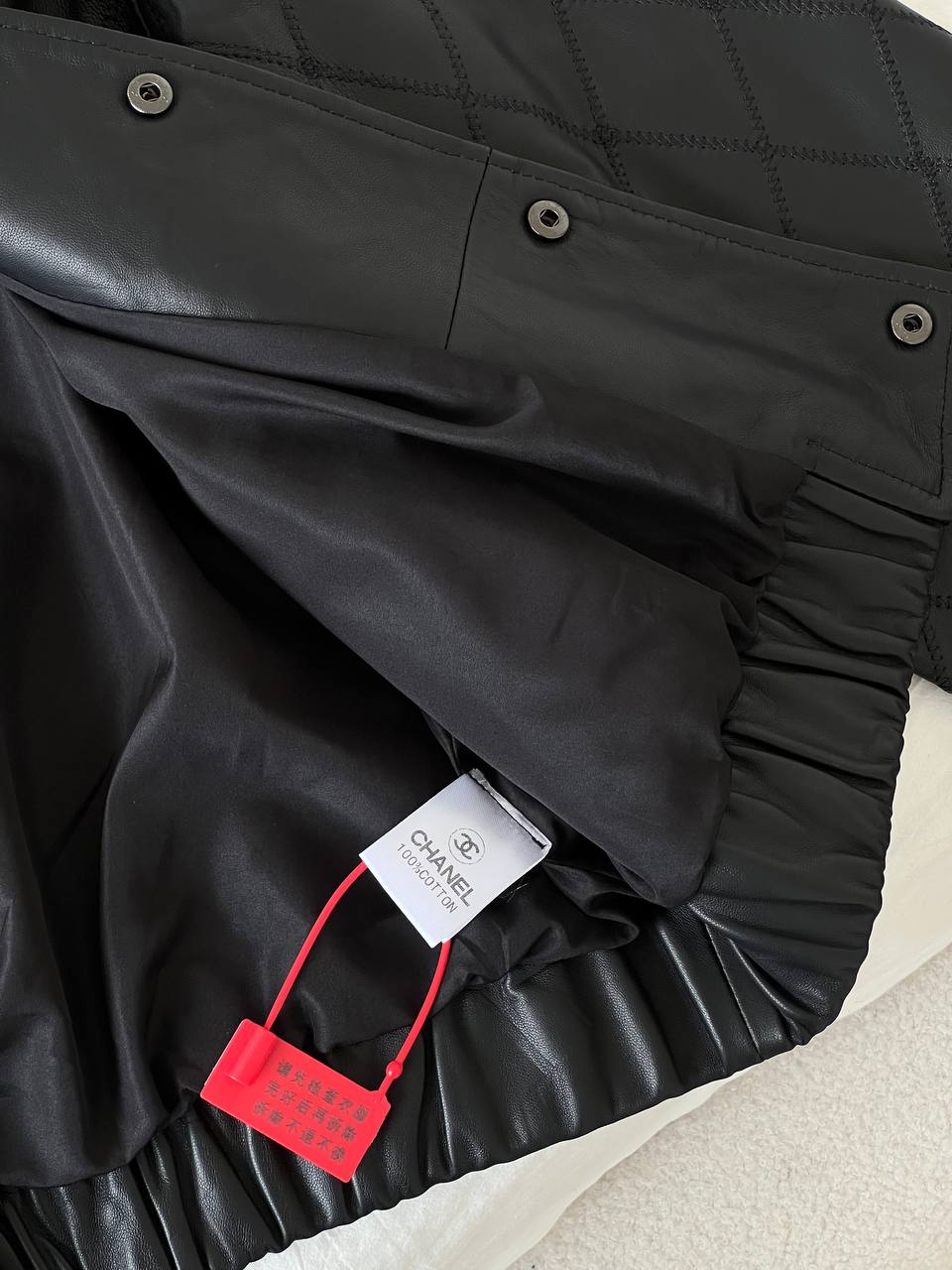 Chanel Black Smooth Calfskin Diamond Quilted Bomber Leather Jacket