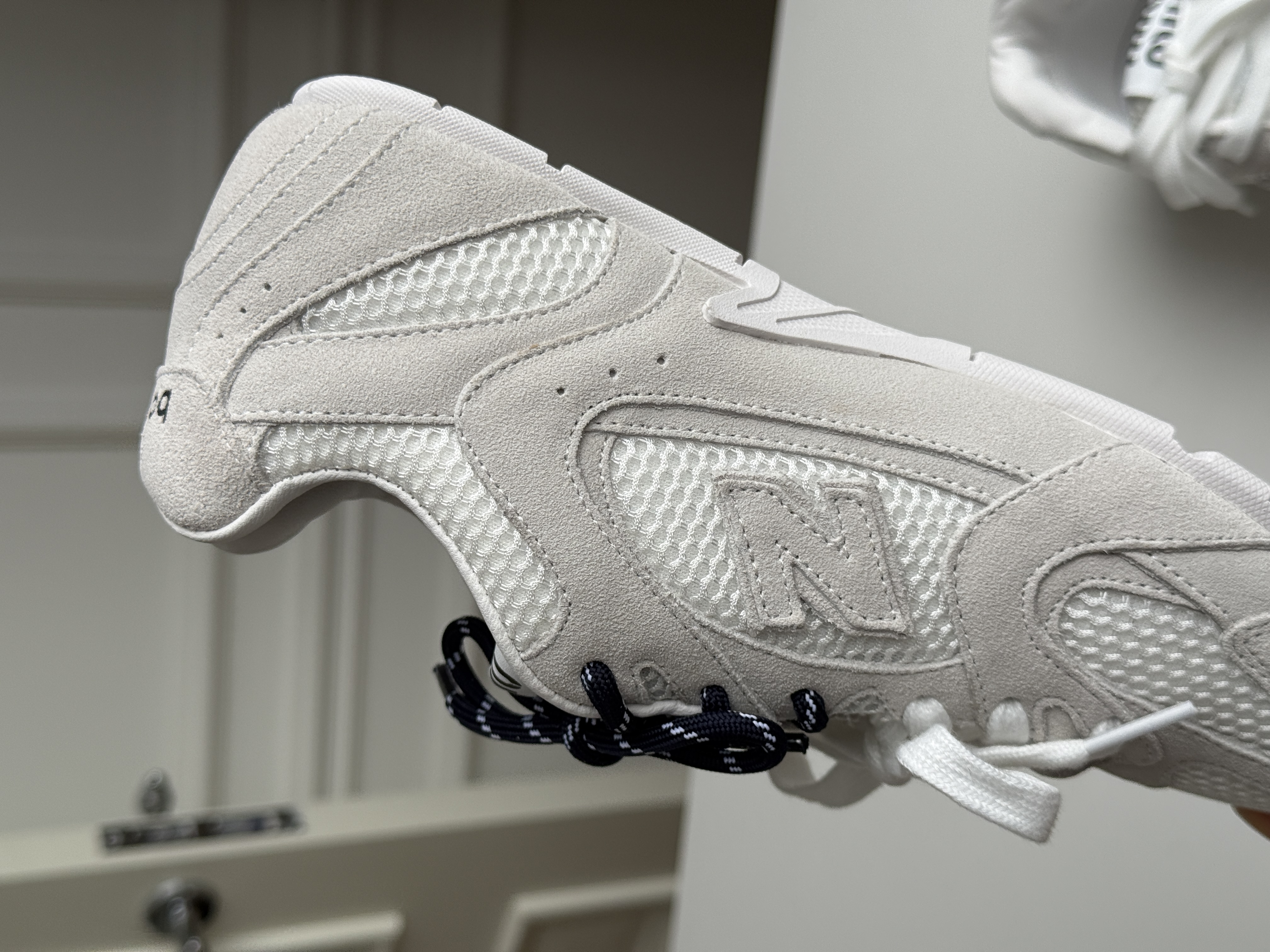 New Balance Off-White Grey Mesh Retro Low Top Running Sneakers
