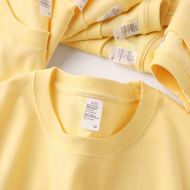 220G apricot solid color pure cotton round-neck short-sleeved T-shirt