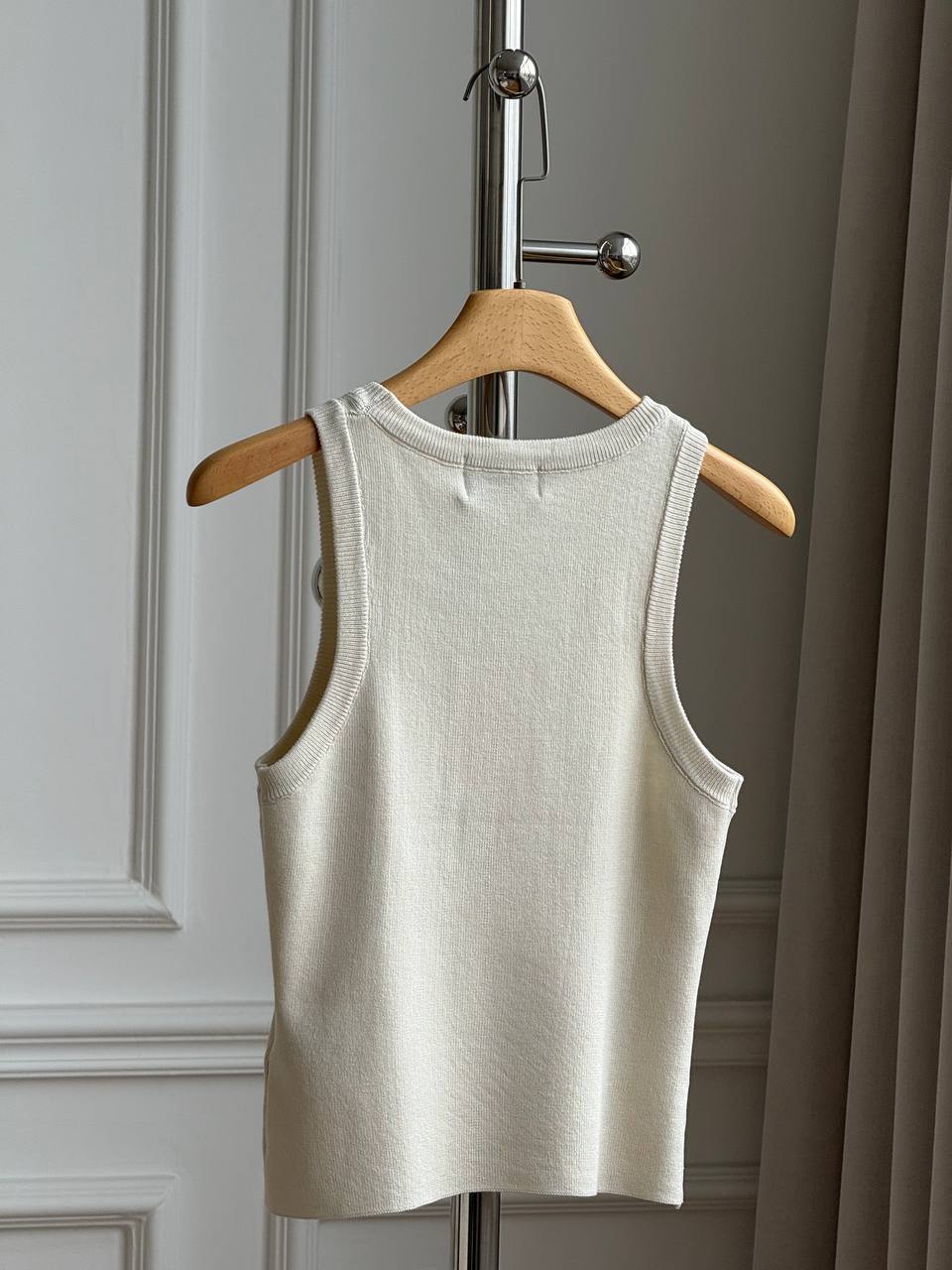 Miu Miu Crystal-Embellished Logo Knit Tank Top