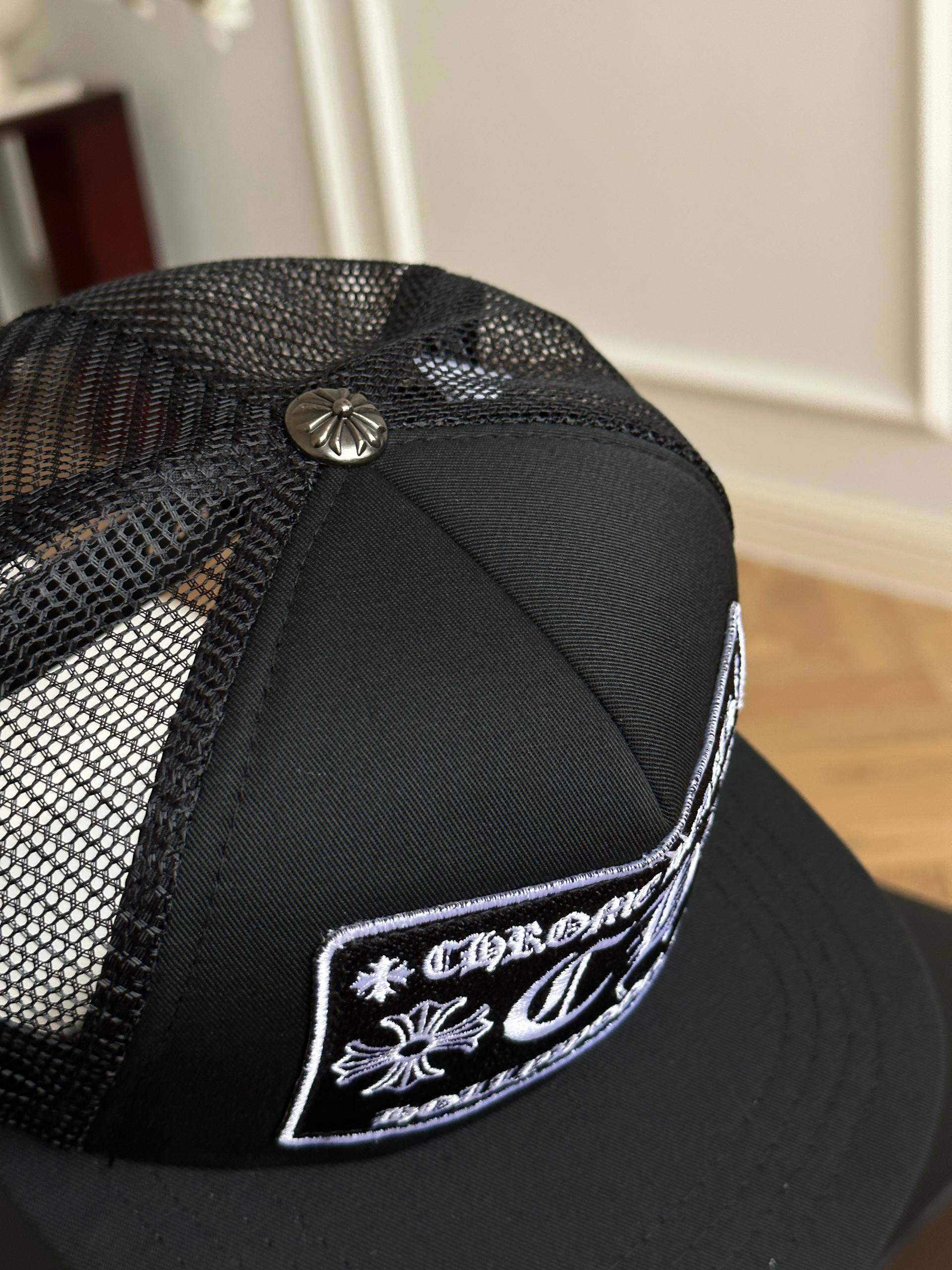 Chrome Hearts Cross Patch Mesh Trucker Flat Brim Cap