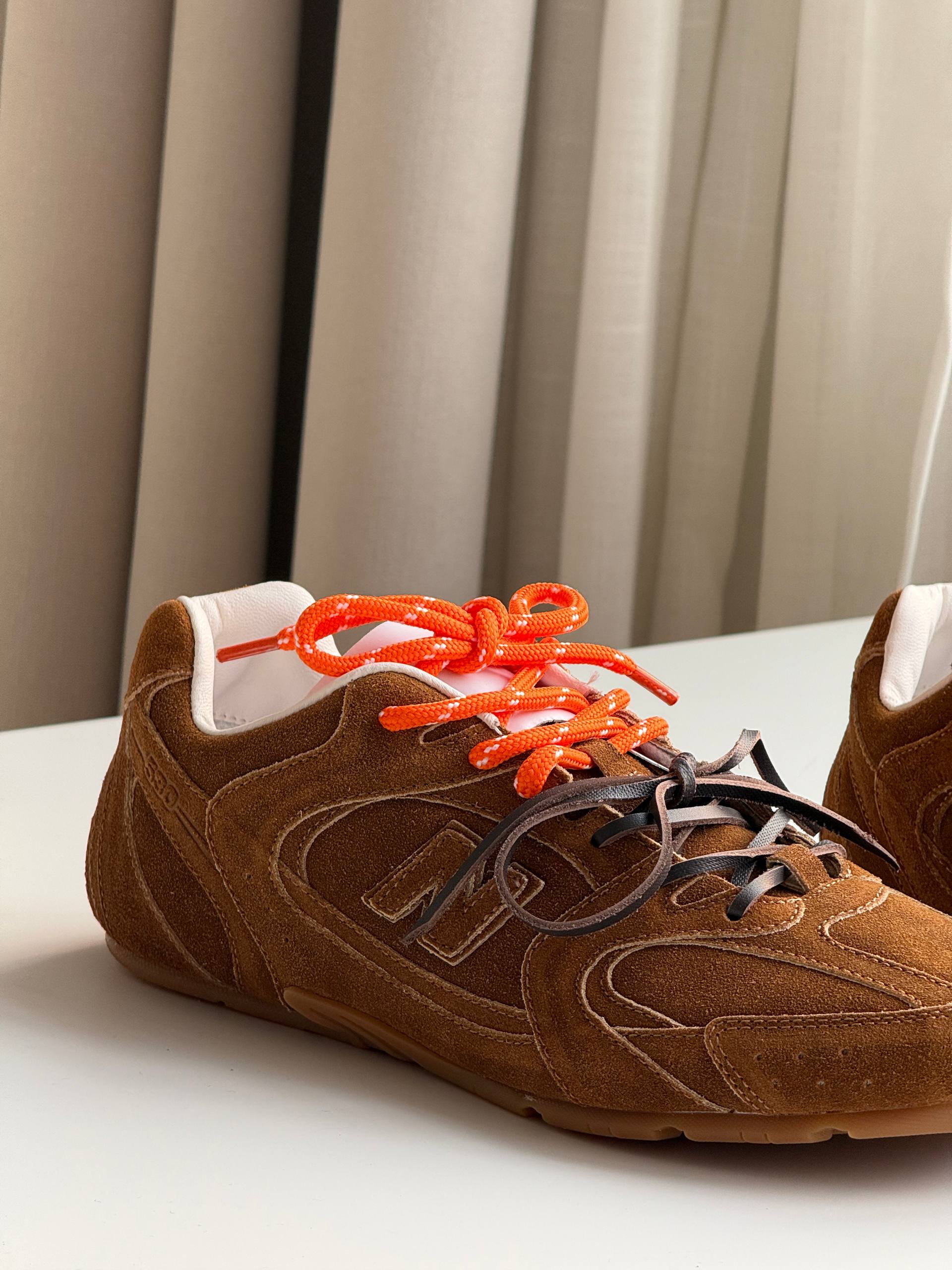 Miu Miu Maillard Tone Double-Lace German Army Trainer Sneakers