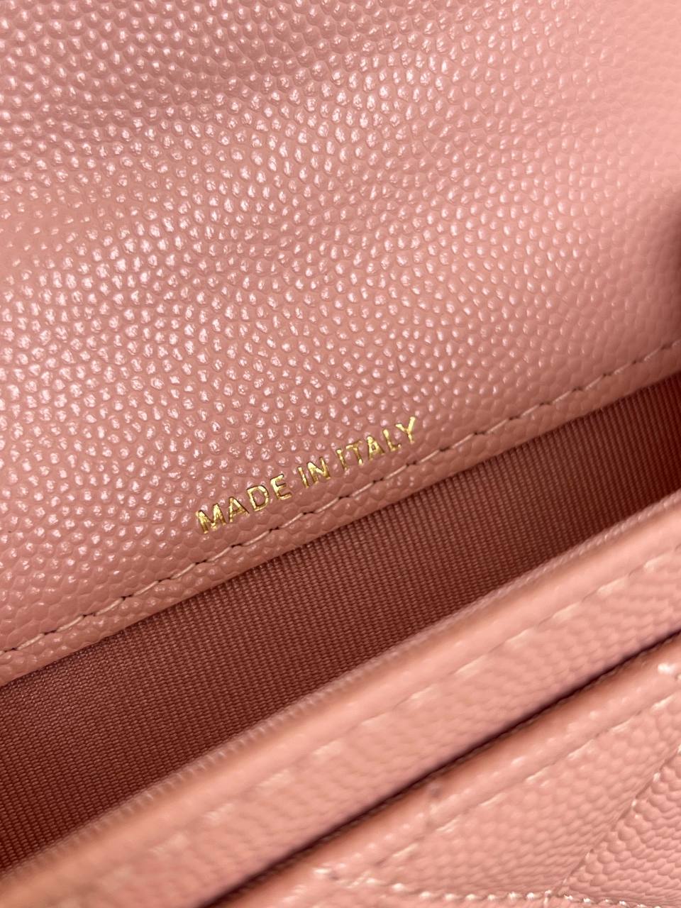 Chanel Pink Caviar Leather Quilted CC Flap Card Holder