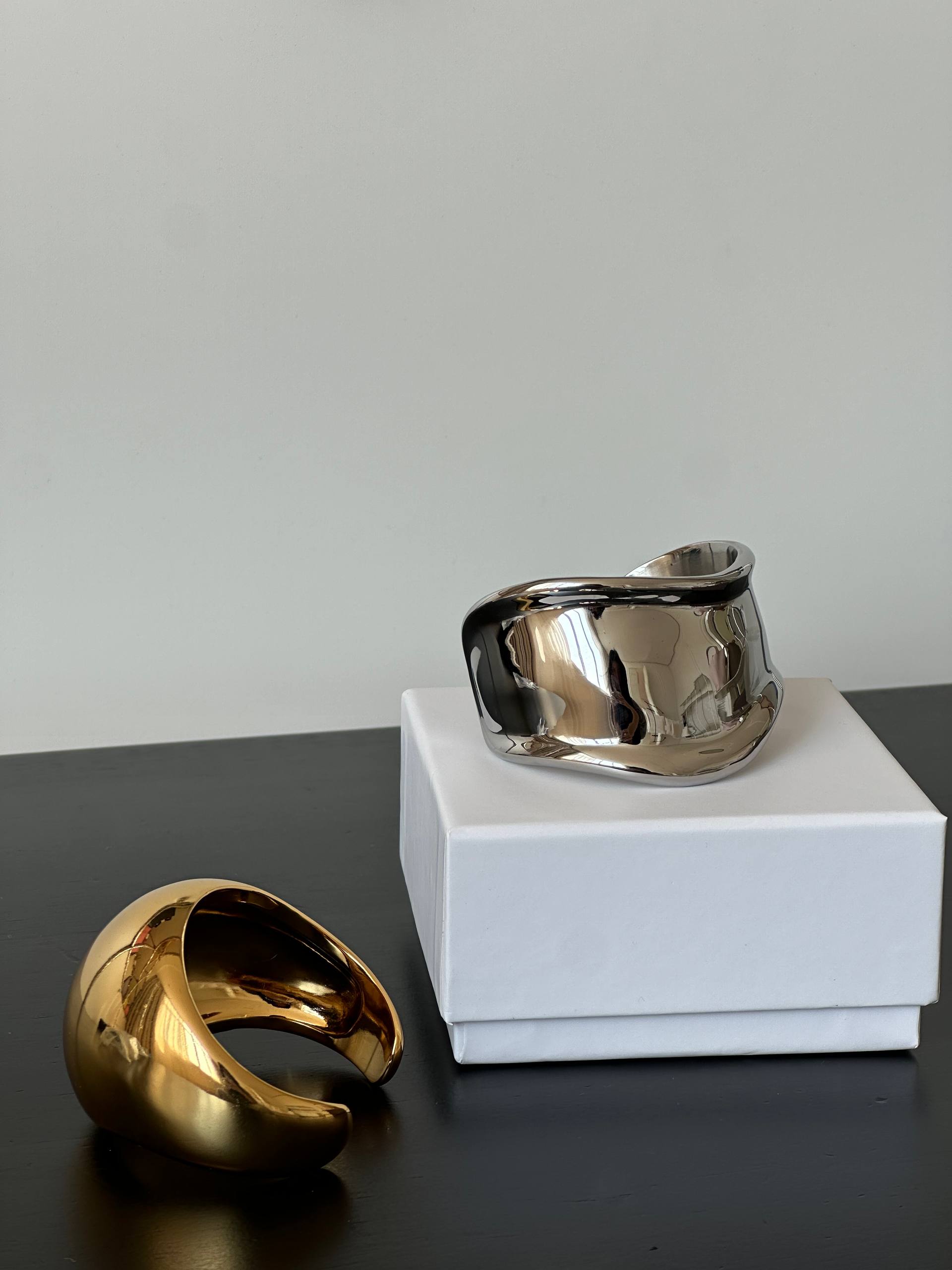 Chunky Sculptural Gold Cuff Bracelet