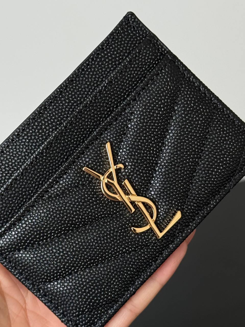 Saint Laurent Cassandre Matelassé Grain de Poudre Card Holder