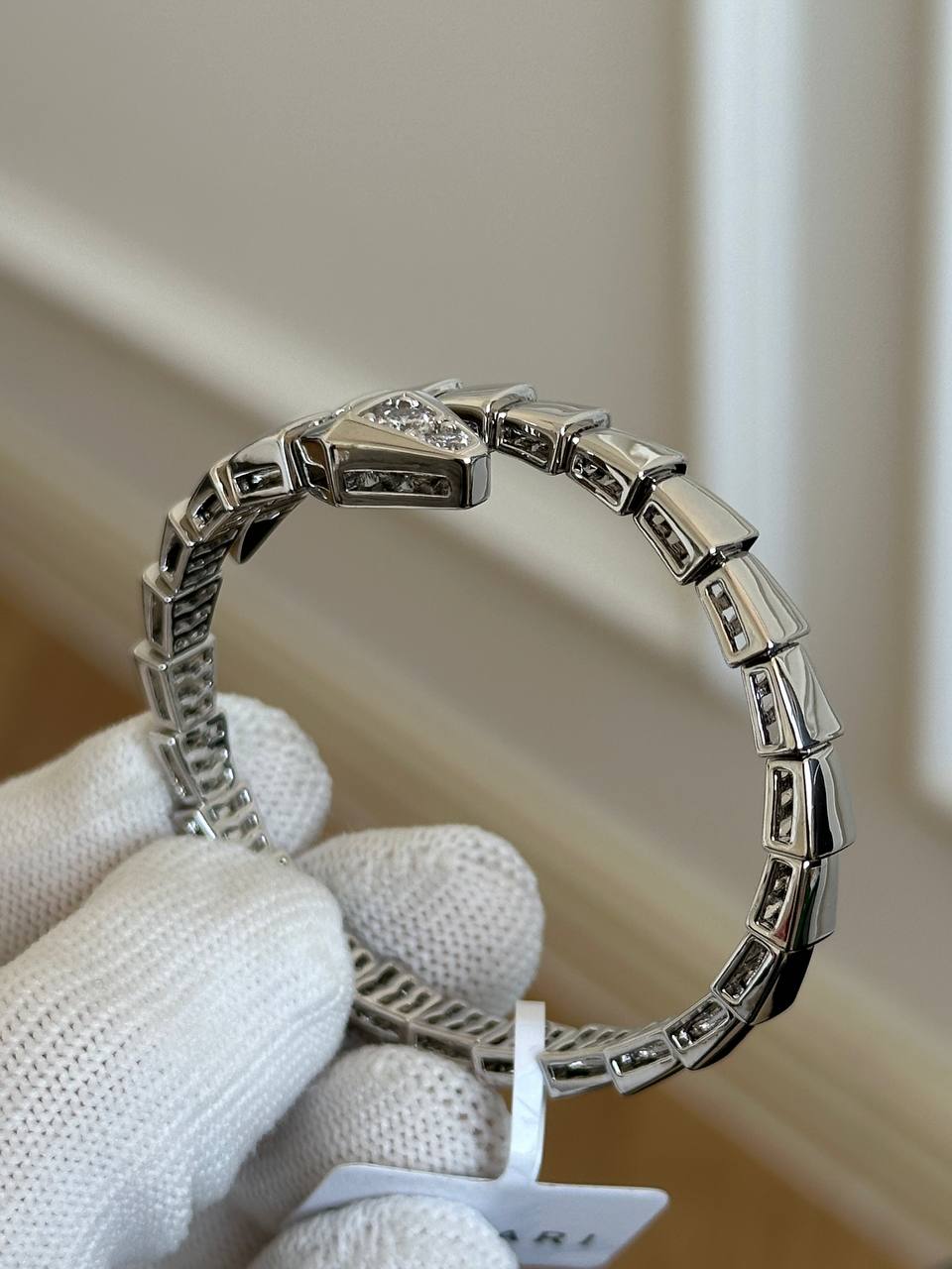 BVLGARI Serpenti Viper Bracelet, 18K White Gold with Diamonds