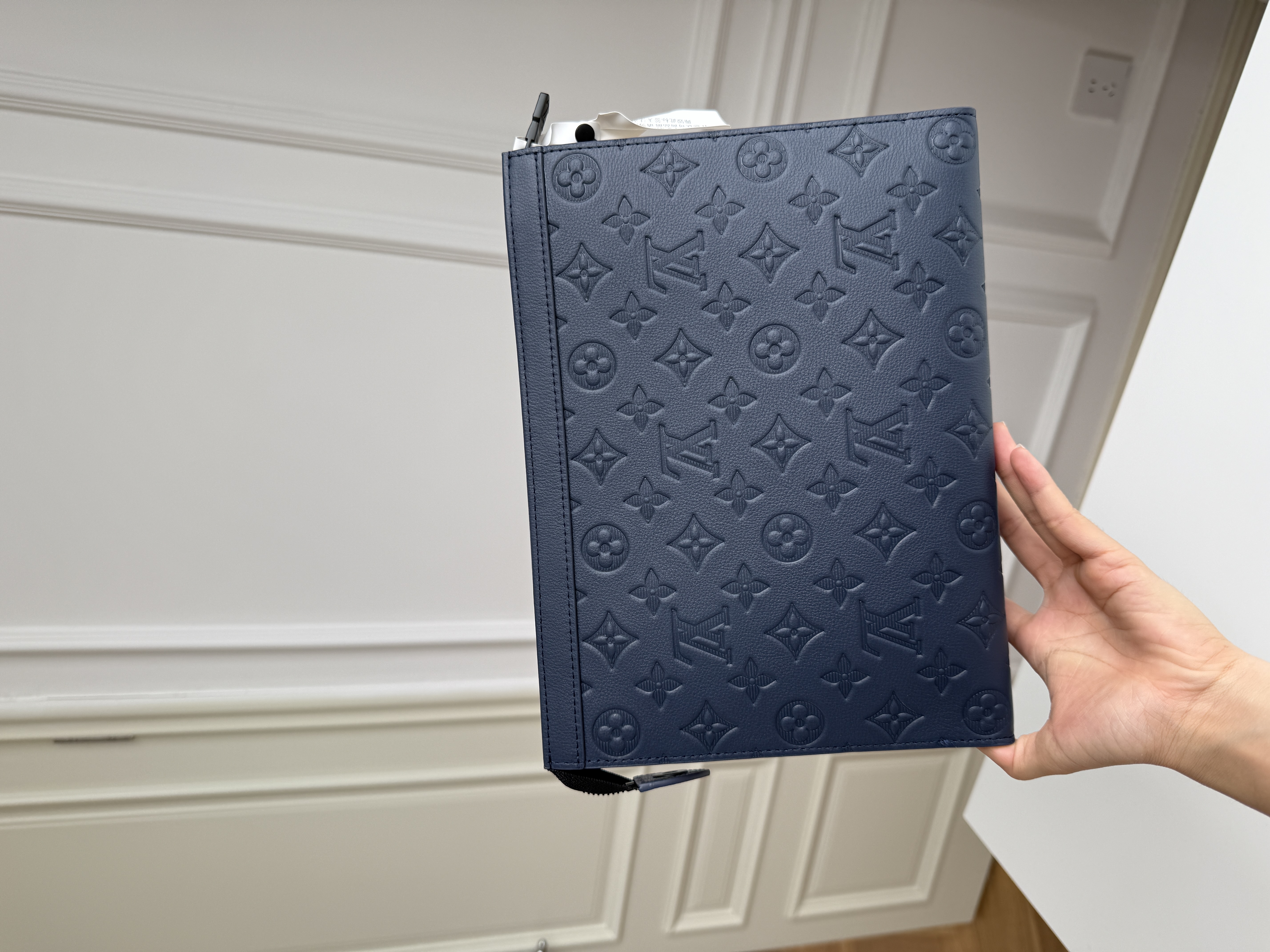 Louis Vuitton Dark Blue Embossed Monogram Zip Pouch Toiletry Bag