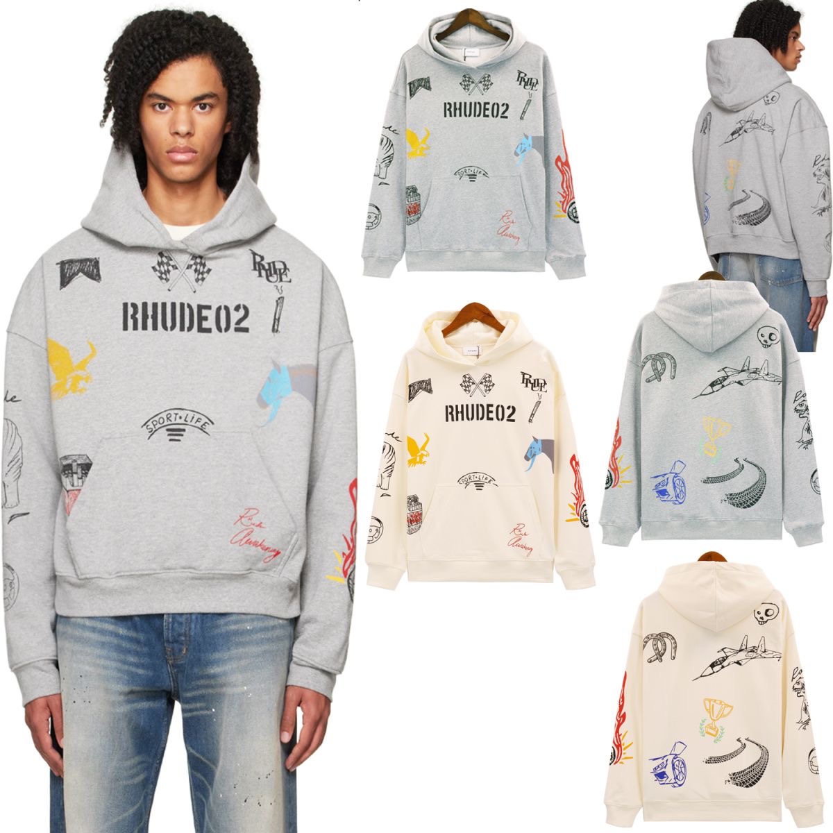 Full Calligraphy Print Hoodie 2 Colors
