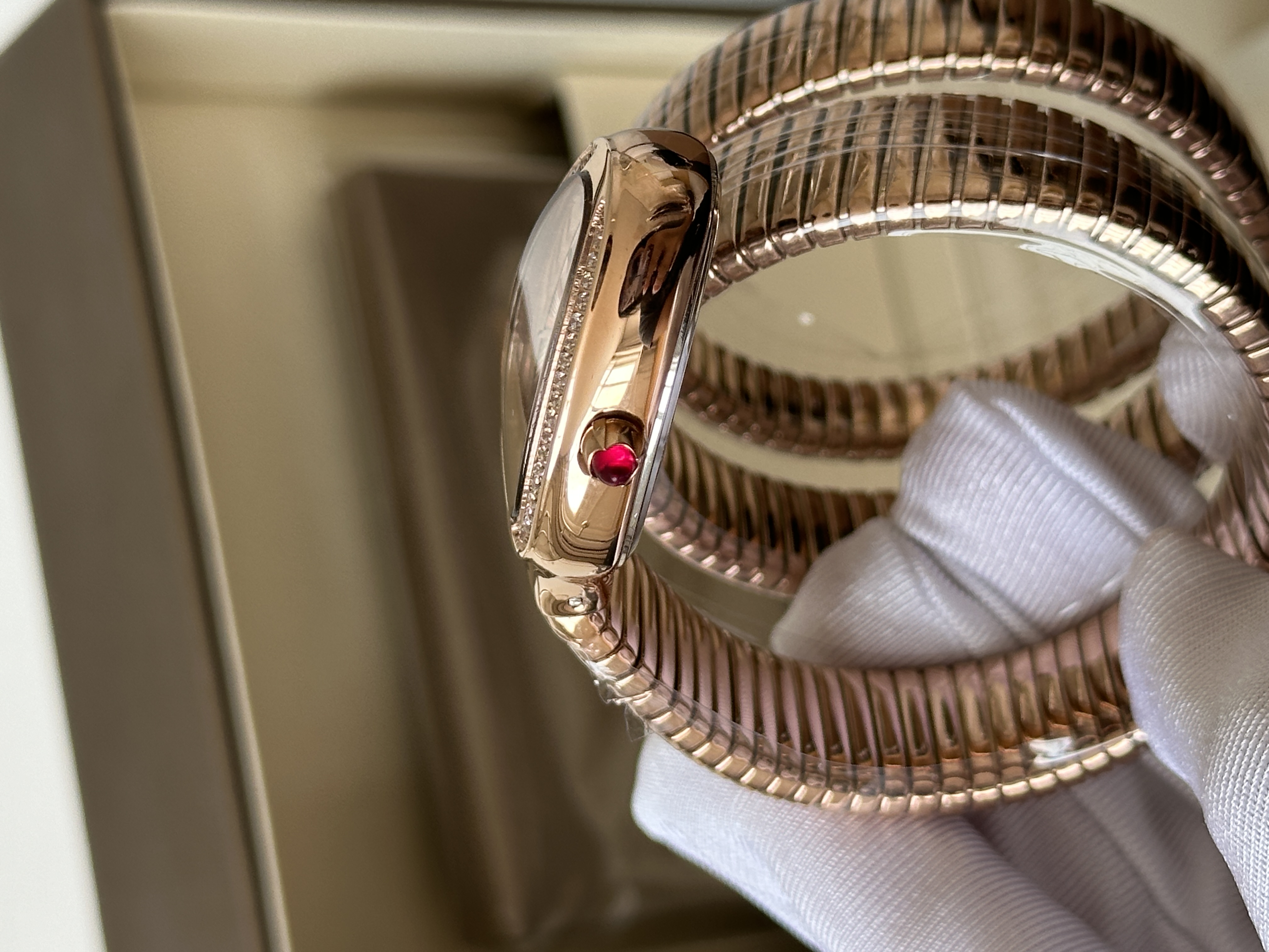 BVLGARI Serpenti Tubogas Rose Gold Diamond Snake Wrap Watch