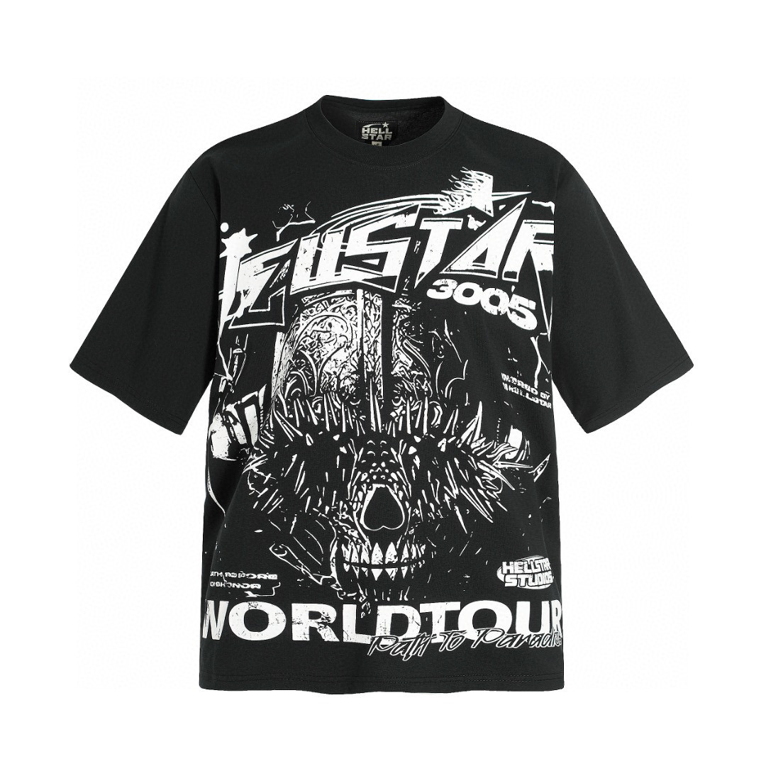 Hellstar Needle Skull Print Tee Black (need one size up)