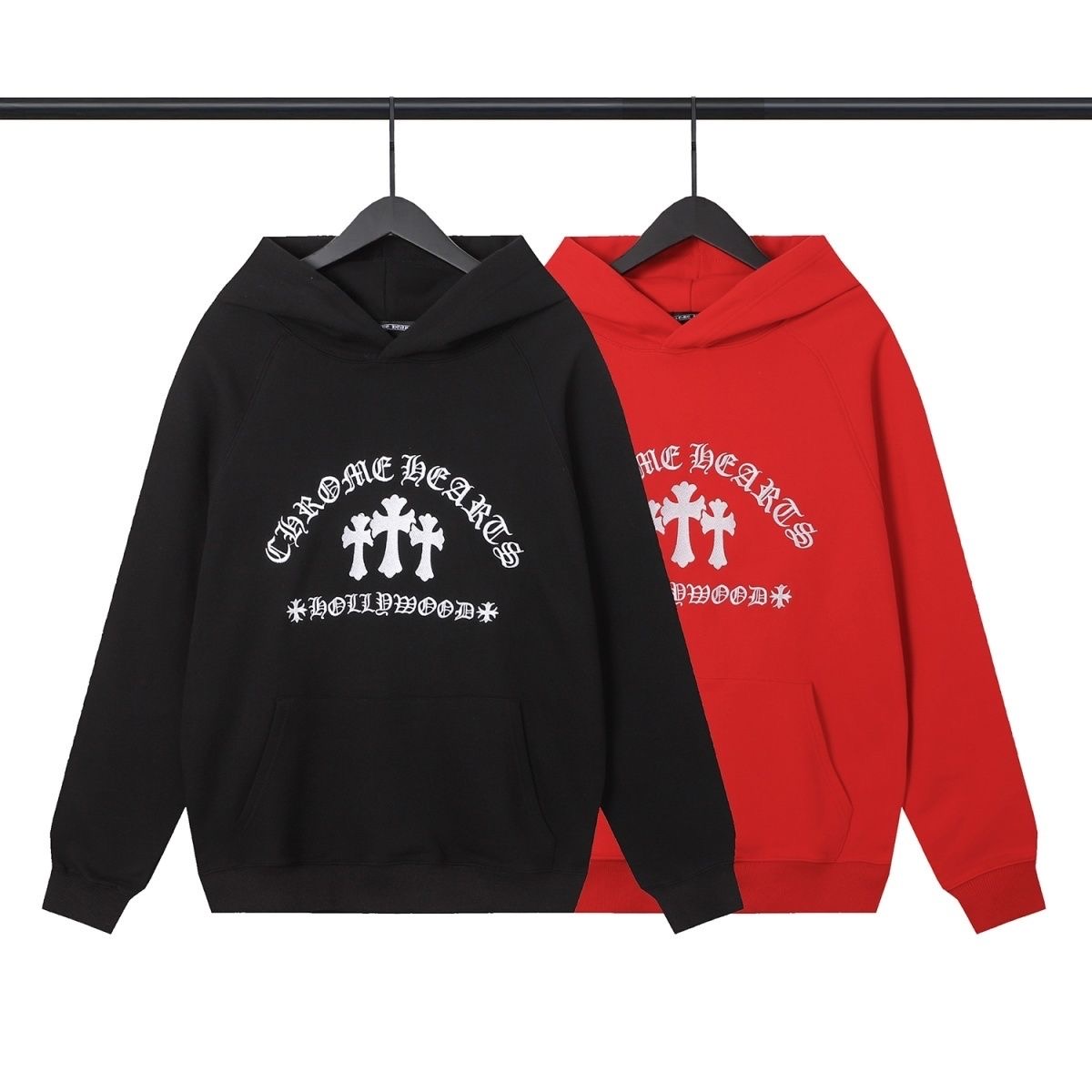 black or red logo hoodie