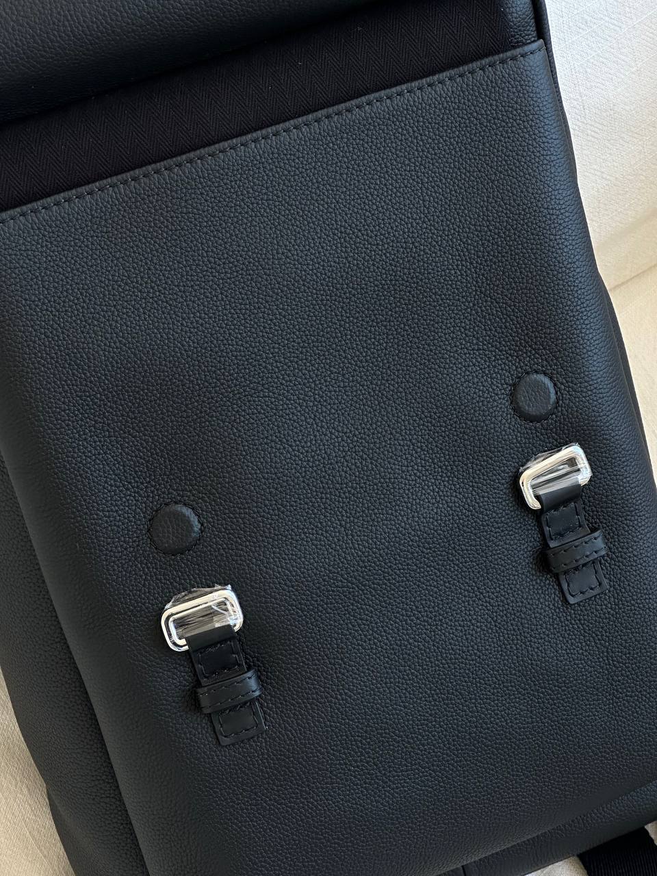 Loewe Black Grained Calfskin Goya Embossed Anagram Flap Business Backpack