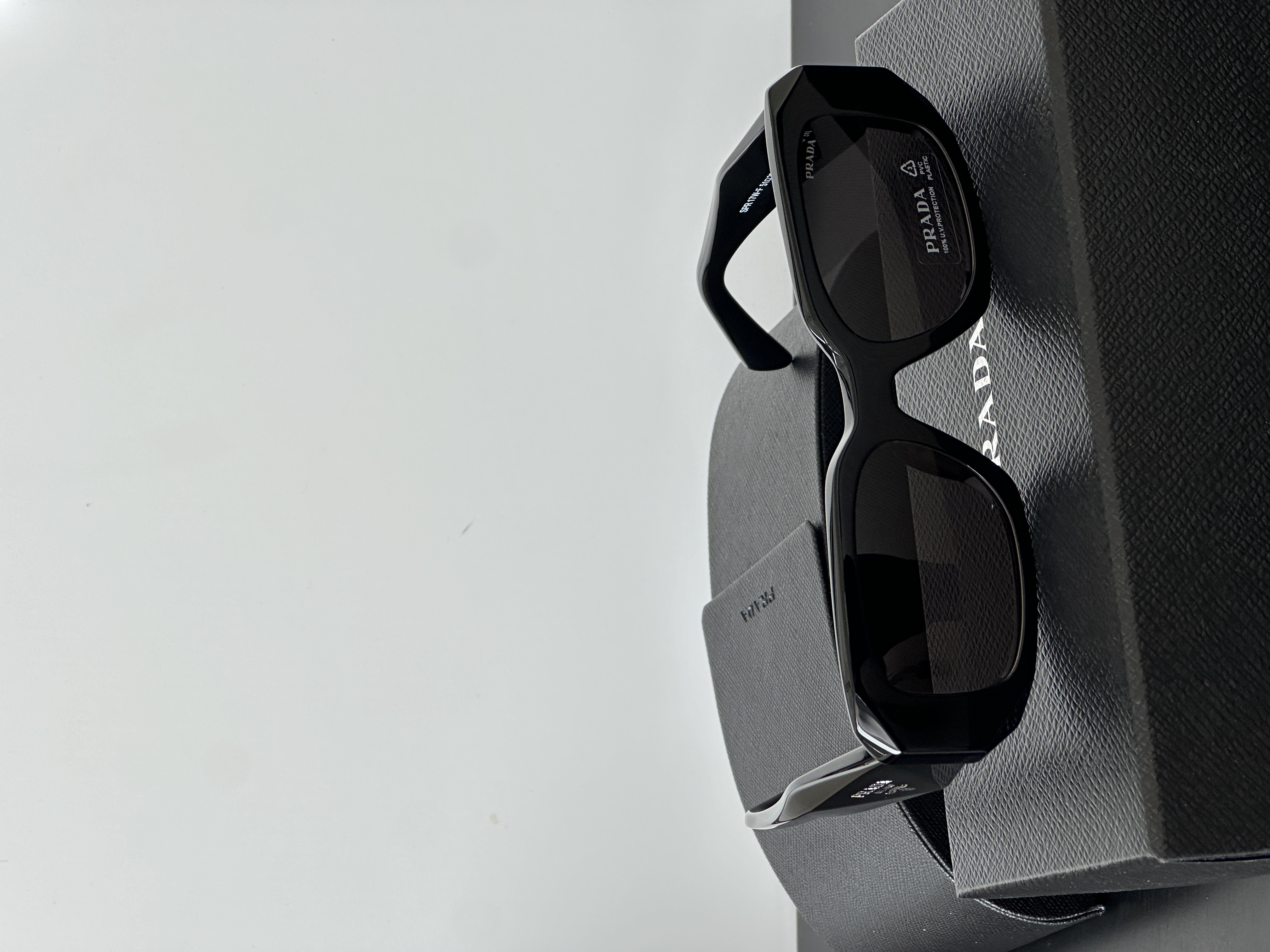 Prada Black Thick-Rimmed Rectangular Sunglasses