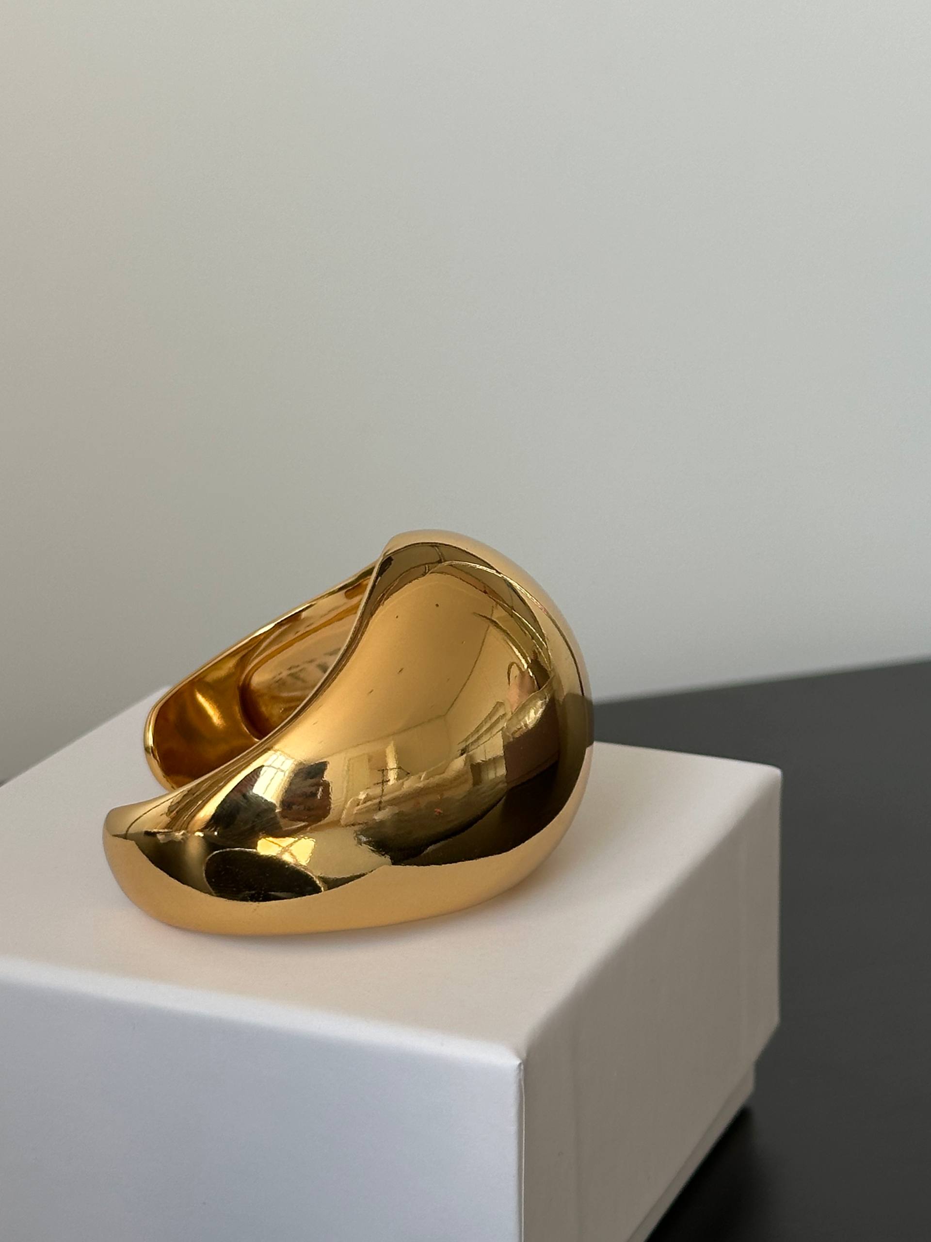 Chunky Sculptural Gold Cuff Bracelet