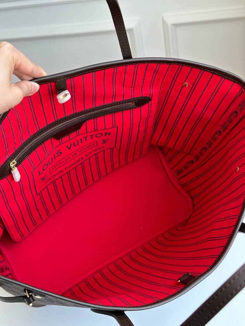 Louis Vuitton Neverfull MM Damier Ebene Tote Bag