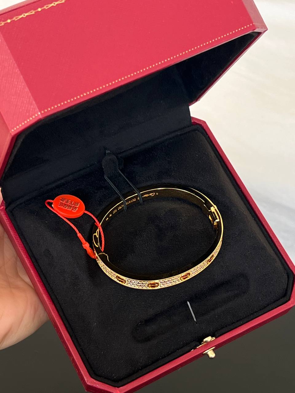 Cartier LOVE Narrow Diamond Paved Bangle Bracelet