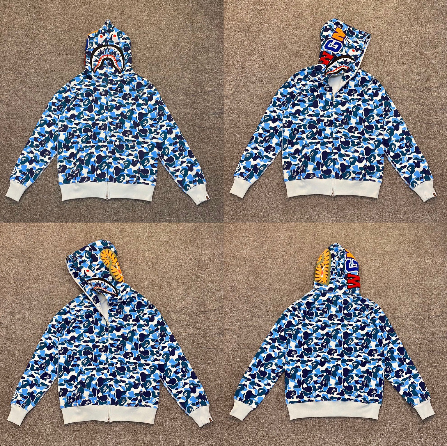 1:1 Best Quality Sky Blue Camo 1 Hood Hoodie