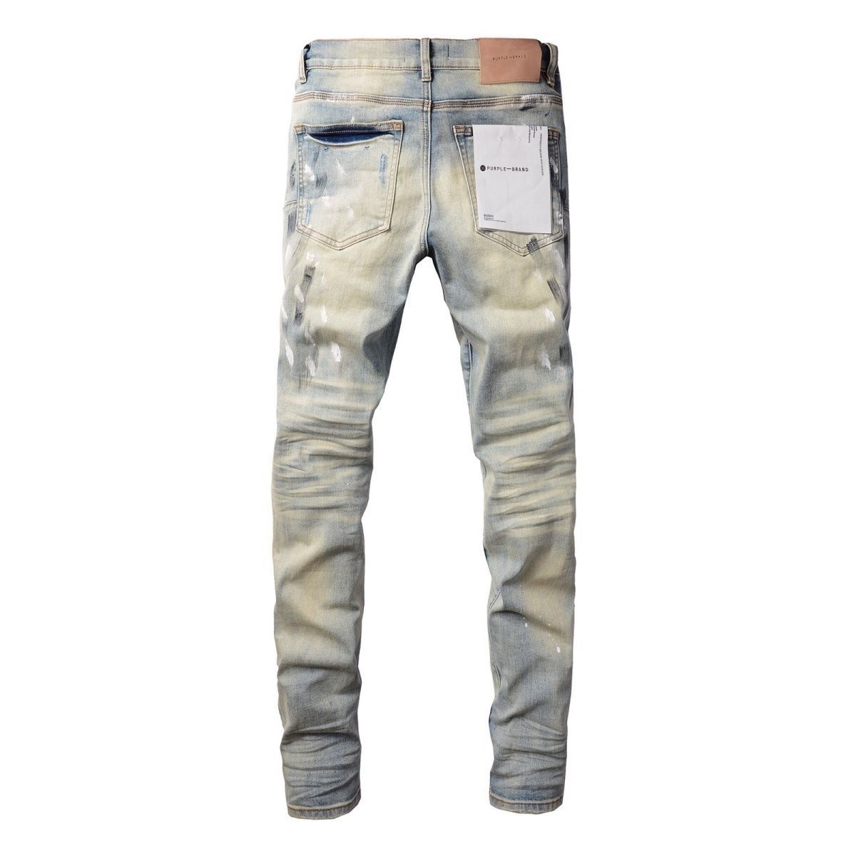 No. 9007 Paint Spots Ripped Jeans Blue