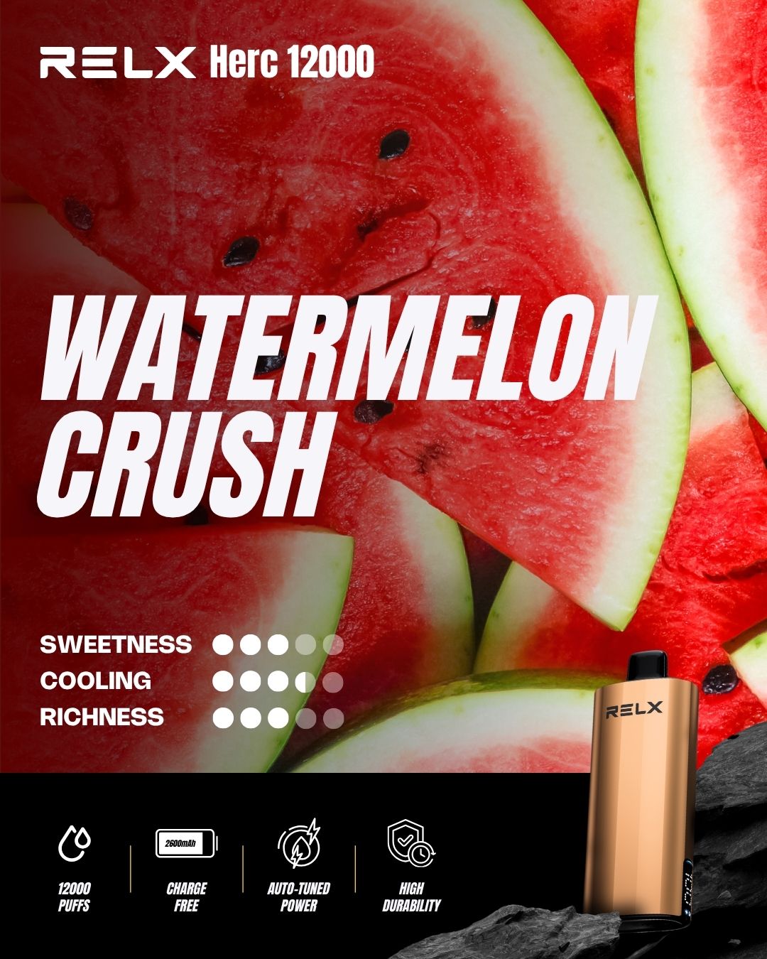 Relx Herc 12000 Puffs-WATERMELON CRUSH