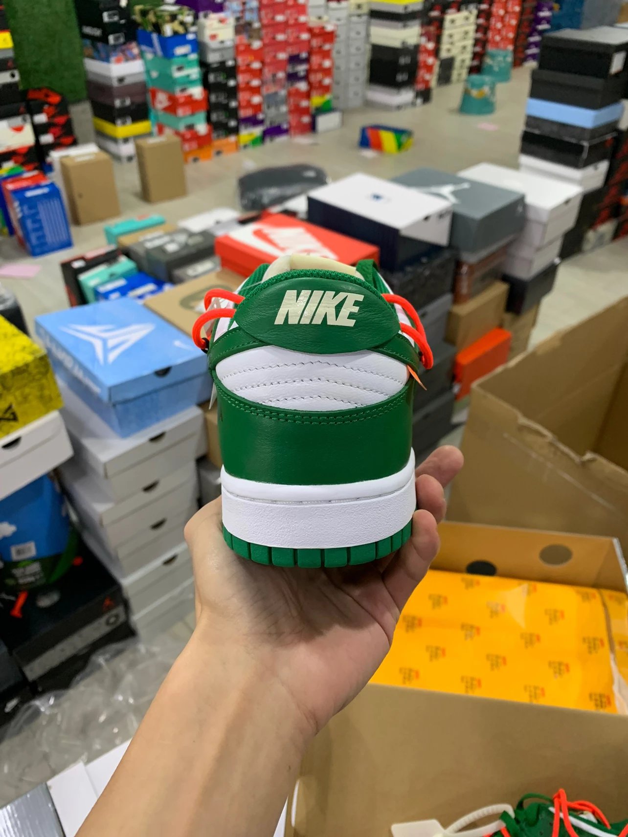 Off White Dunk Low LTHR Green