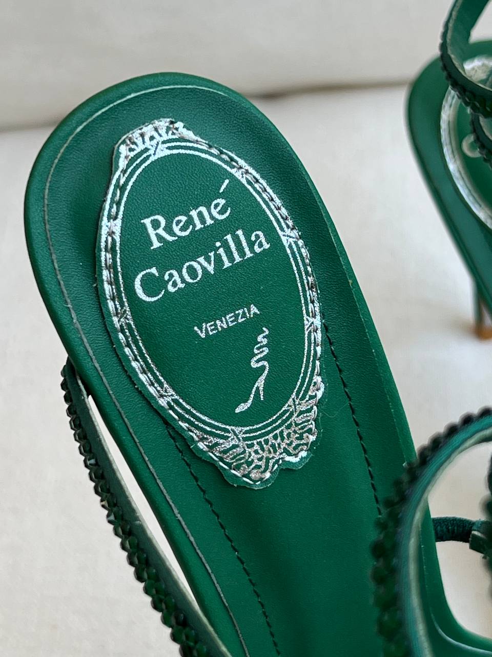 Rene Caovilla Emerald Crystal Coiled Ankle-wrap Stiletto Sandals