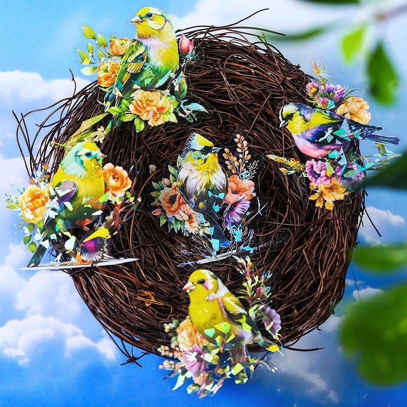 1023 Shell Light PET Stickers Flower Birds Series