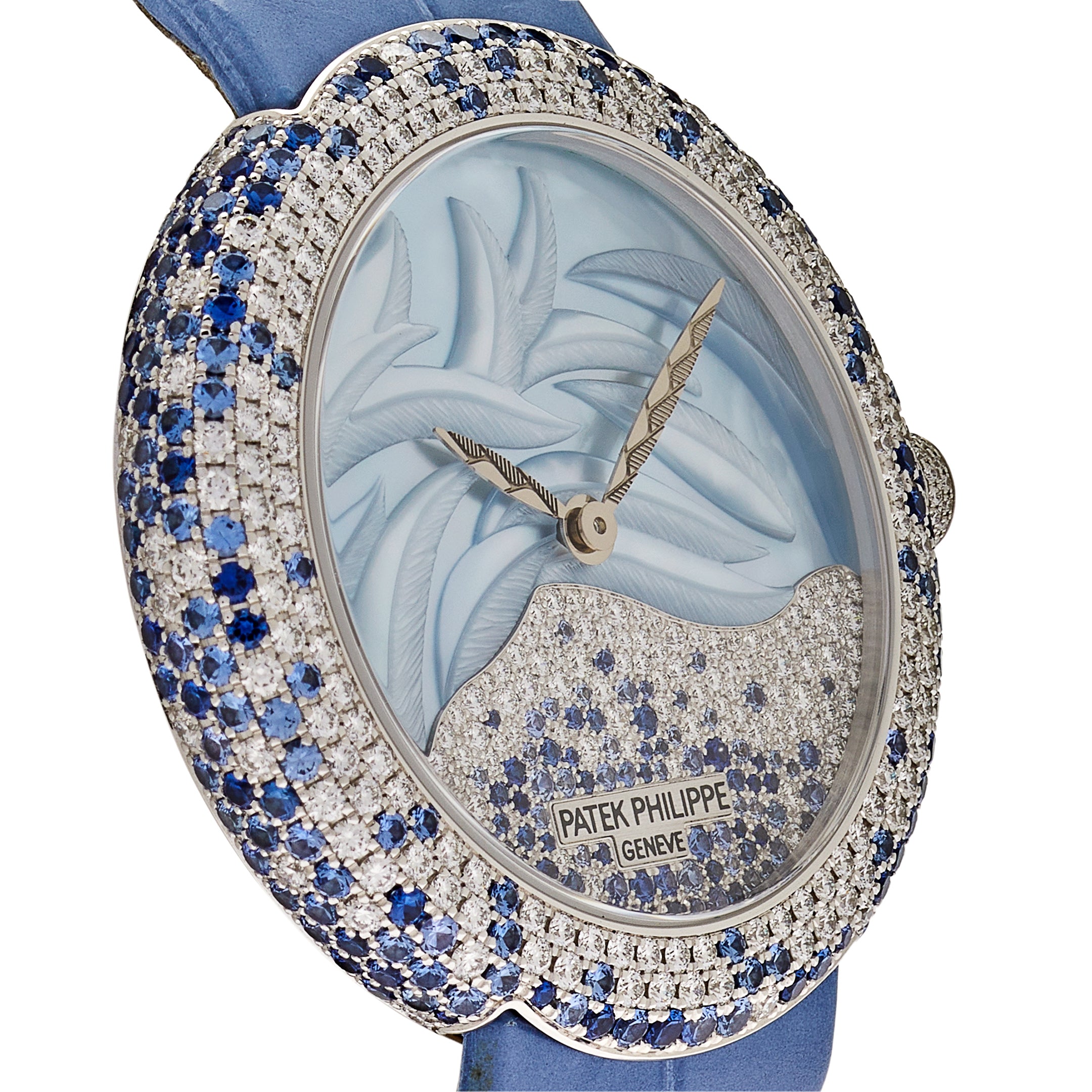 Patek Philippe Calatrava White Gold Mother of Pearl Diamonds and Blue Sapphires 4899/901G-001【1:1 Replica】
