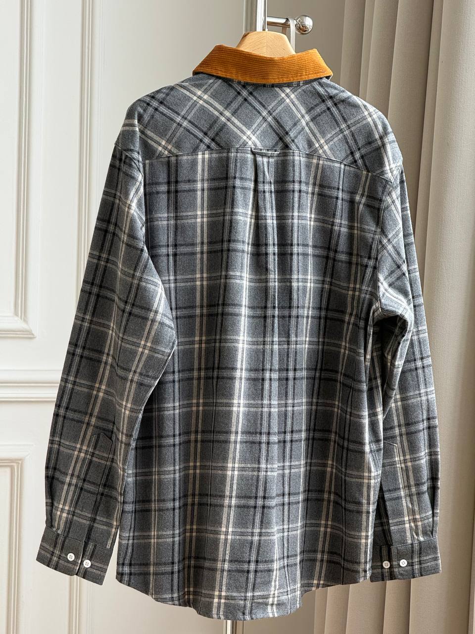Miu Miu Checked Flannel Shirt with Corduroy Collar