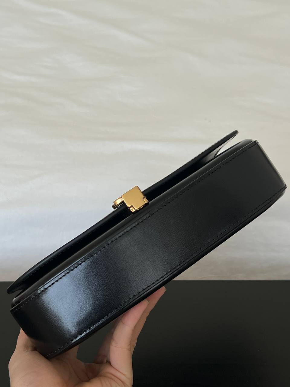YSL Saint Laurent Black Smooth Leather Mini Saddle Bag