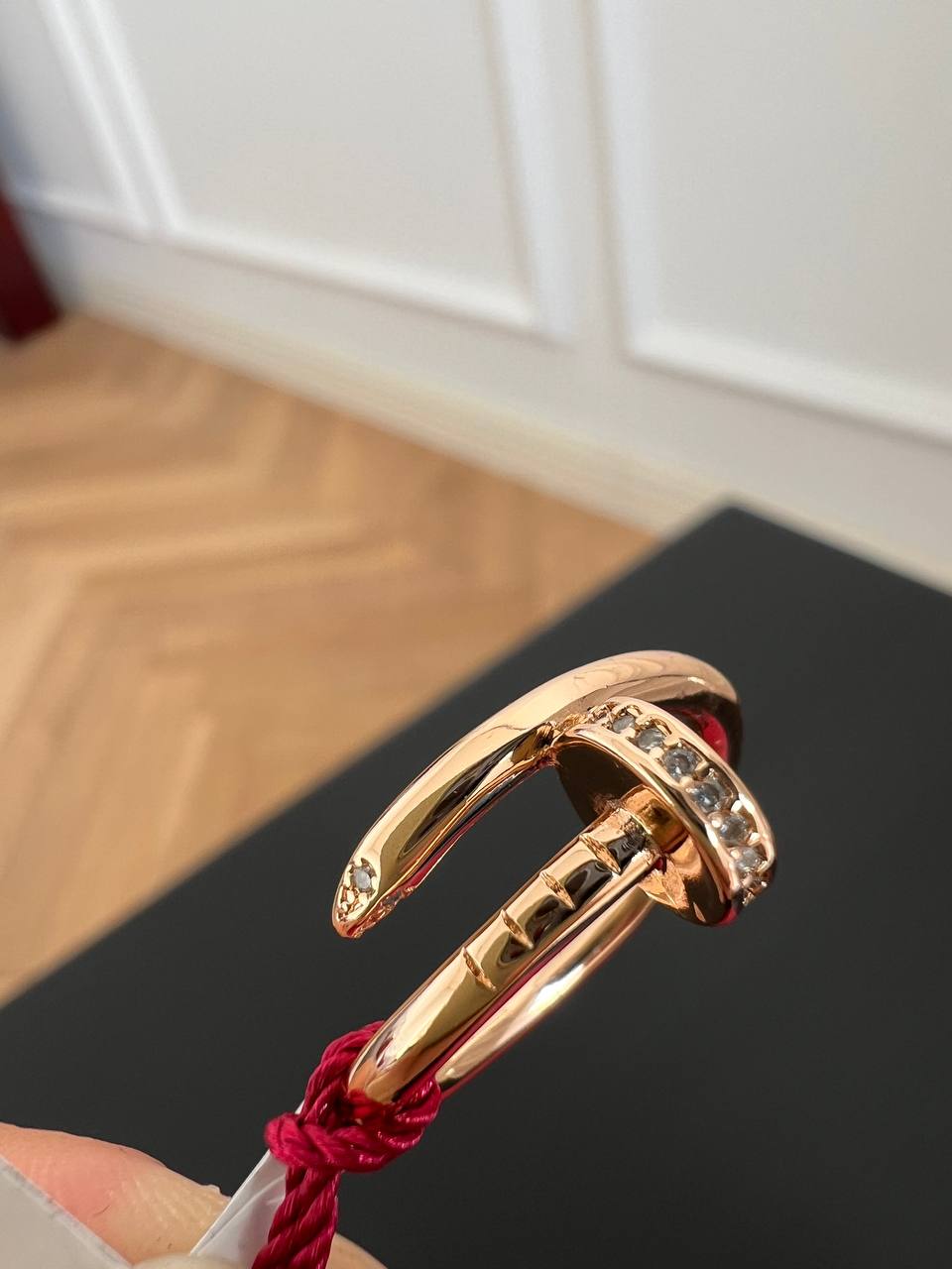 Cartier Love Series Rose Gold Half Paved Diamond Nail Ring
