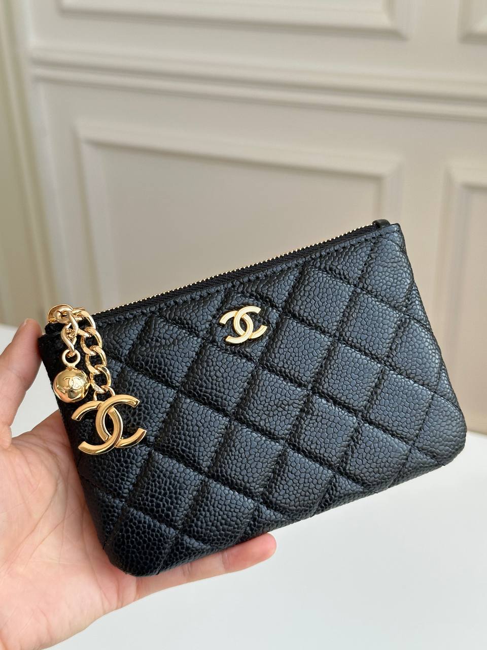 Chanel Quilted Caviar Leather Zip Coin Purse