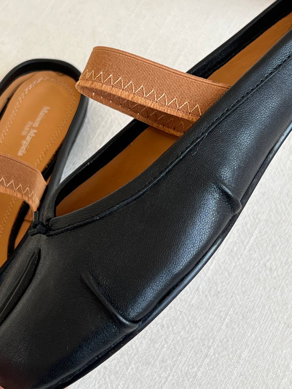 Maison Margiela Black Lambskin Tabi Split-Toe Mary Jane Mules
