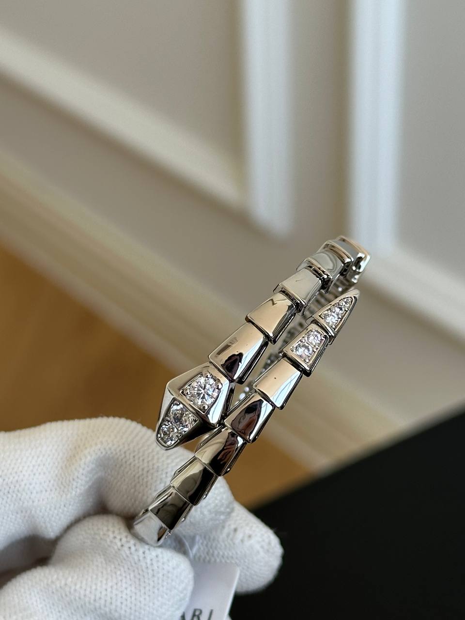 BVLGARI Serpenti Viper Bracelet, 18K White Gold with Diamonds