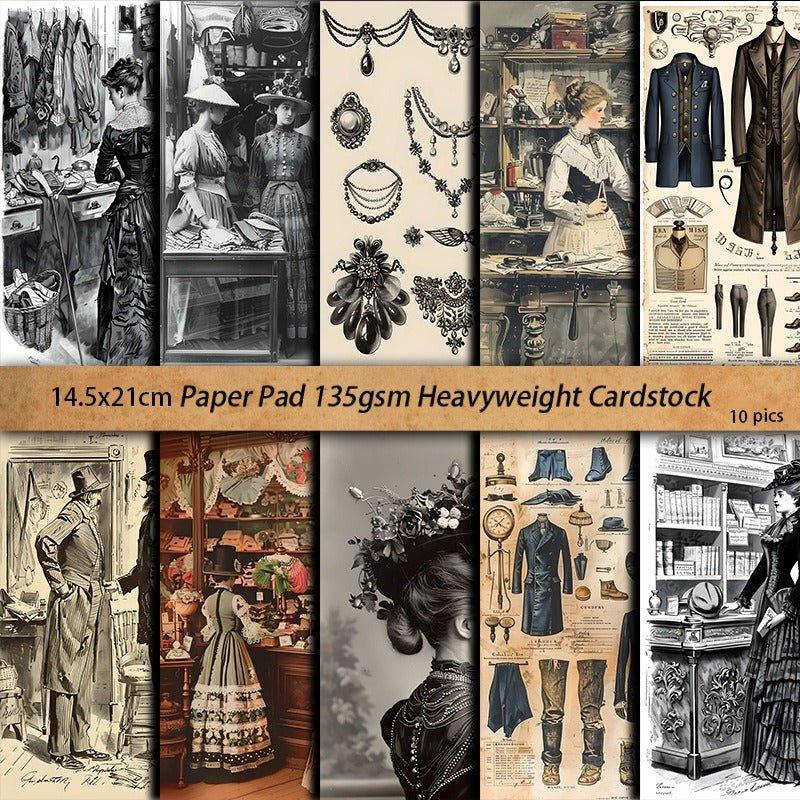 2084 10 sheets of material paper character clothing handbook collage material