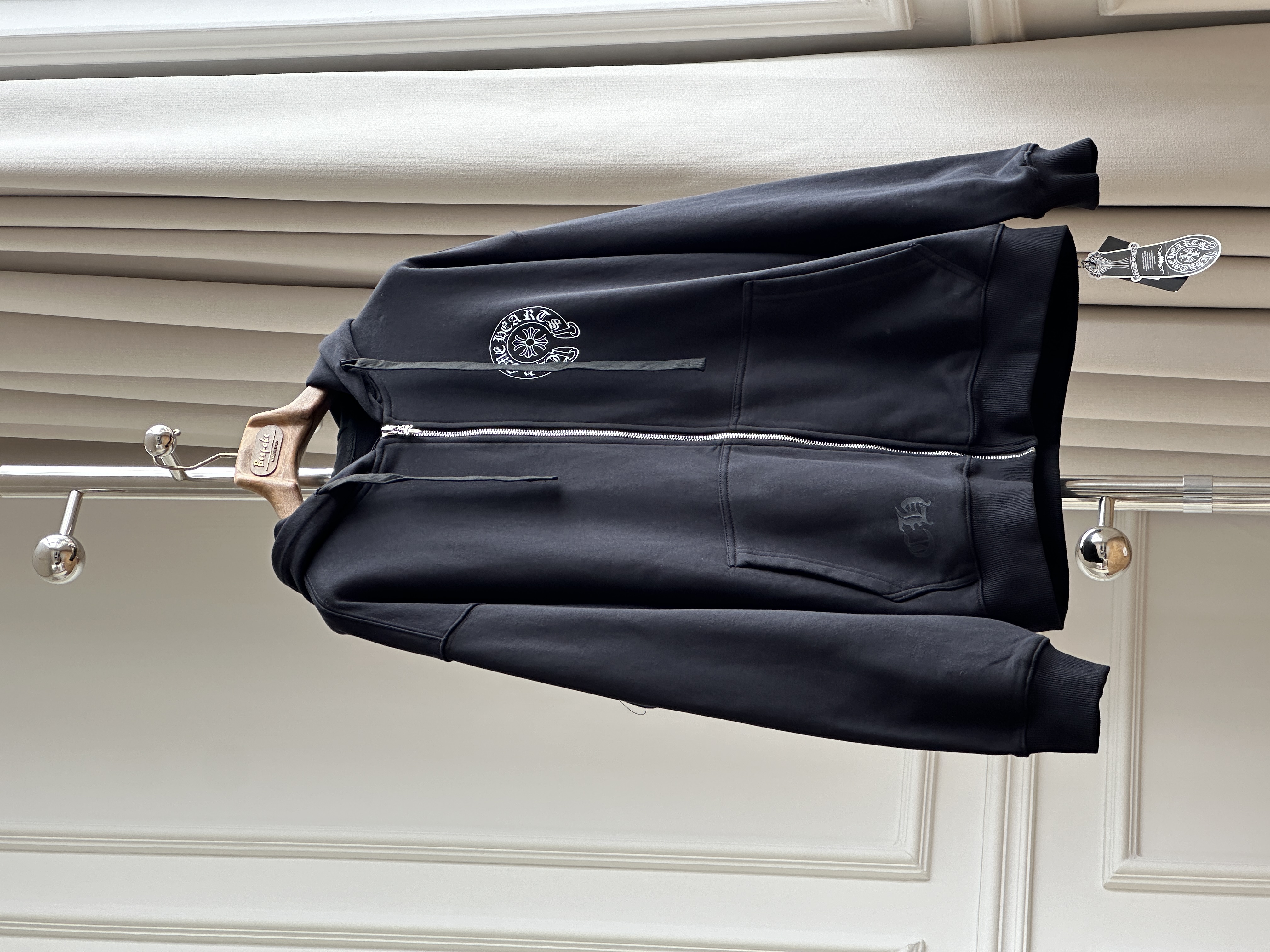 Chrome Hearts Horseshoe Cross Print Loose Zip Up Hooded Jacket
